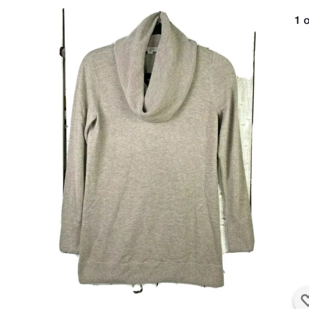 LOFT Flecked Cowl Neck Tunic Sweater Brown XSP